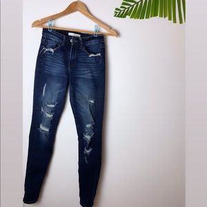 Buckle KanCan Distressed Dark Wash Skinny Jeans